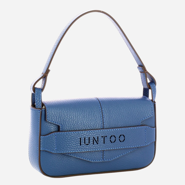 Сумка багет сідло жіноча з натуральної шкіри маленька IUNTOO Silvia 186003-BLUETTE-C22 Синя (800070340443) - зображення 4