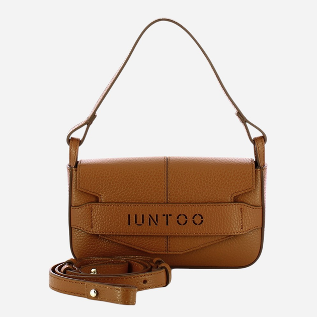Сумка багет сідло жіноча з натуральної шкіри маленька IUNTOO Silvia 186003-CUOIO-C17 Коричнева (800070340441) - зображення 1