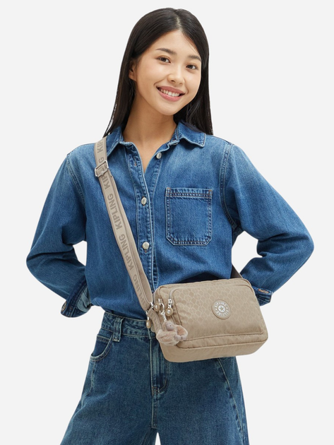 Torebka crossbody damska materiałowa Kipling Abanu KPKI598642N1001 Beżowa - obraz 2