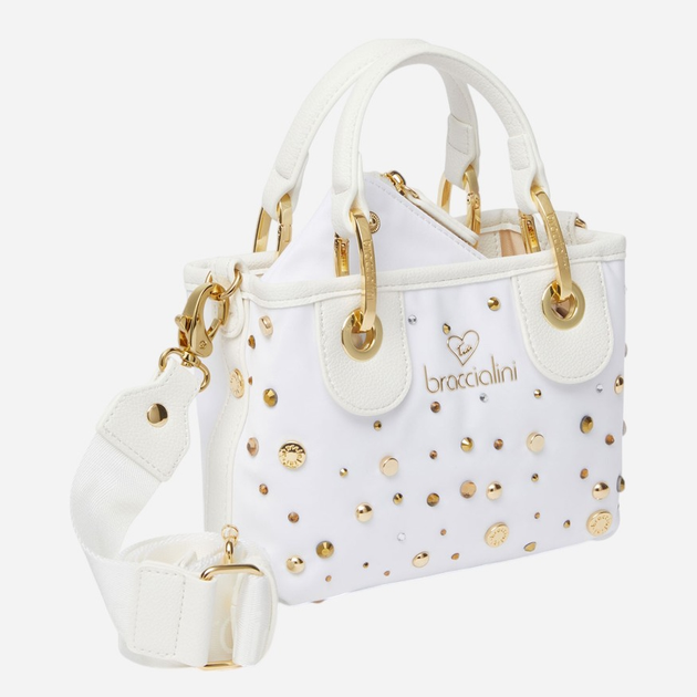 Torebka crossbody damska materiałowa Braccialini Beth B18264-TY-001 Biała - obraz 4