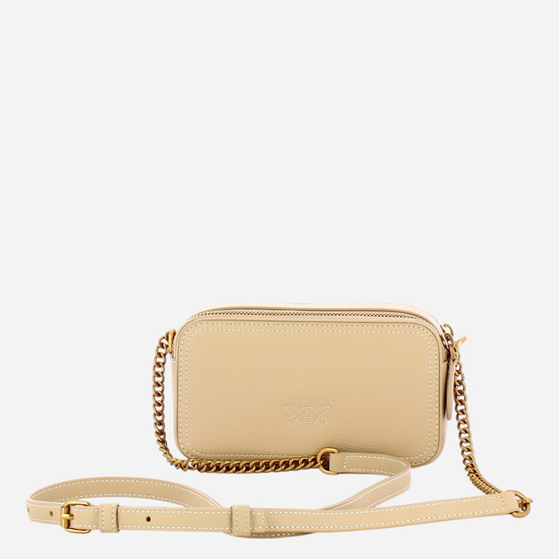Torebka crossbody damska skórzana Pinko Carrie 103799A1LF-C50Q Beżowa - obraz 2