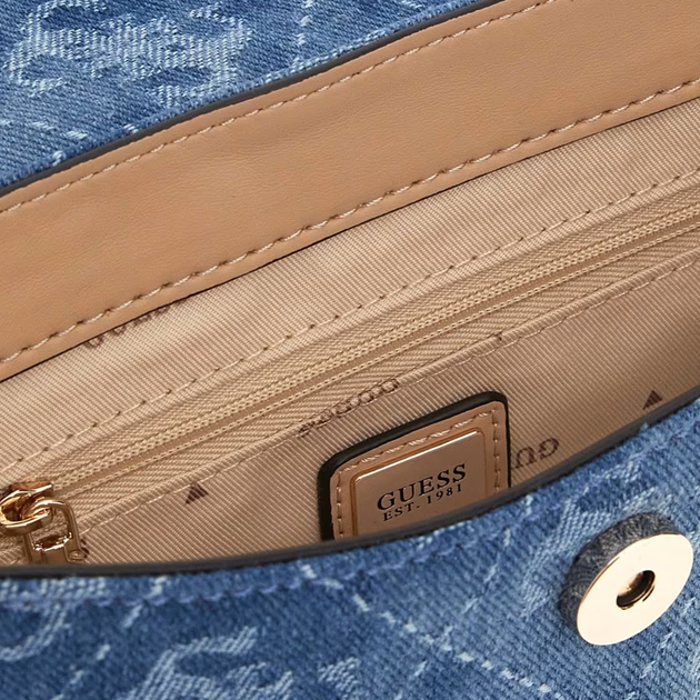 Сумка крос-боді через плече жіноча тканинна маленька Guess Cerelia HWDG9645190-DLP Синя (800070334958) - зображення 3
