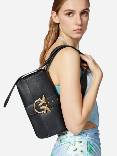 Torebka crossbody damska skórzana Pinko Love One 104524A0QO-Z99Q Czarna - obraz 3