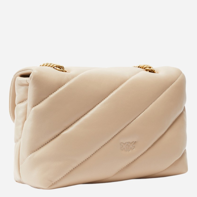 Torebka crossbody damska skórzana Pinko Love Puff 100038A0F2-C50Q Beżowa - obraz 2