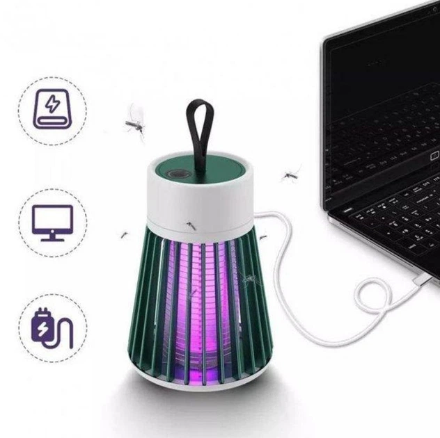 Лампа пастка від комарів USB Electric Shock Антимоскітна лампочка від мух комах 12 х 8 см - зображення 7