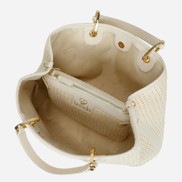 Torebka shopper damska materiałowa Braccialini Beth B18200-TY-001 Biała - obraz 4