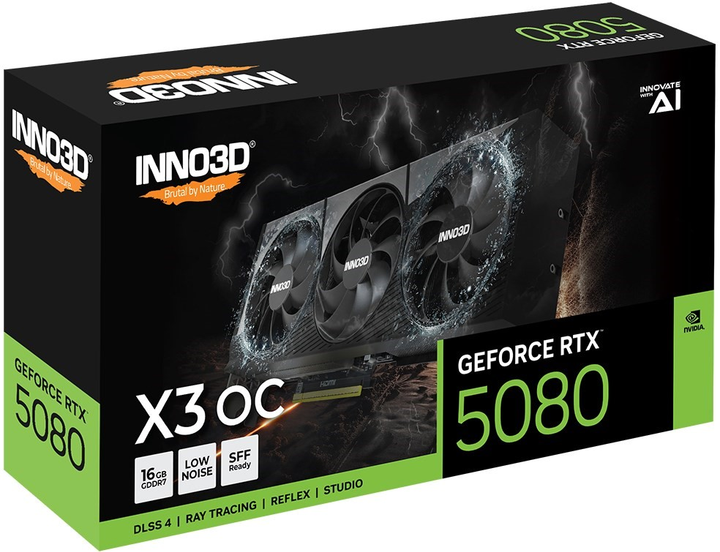 Karta graficzna INNO3D PCI-Ex GeForce RTX 5080 X3 OC 16GB GDDR7 (256bit) (2640/30000) (HDMI, 3 x DisplayPort) (N50803-16D7X-17603930) - obraz 2