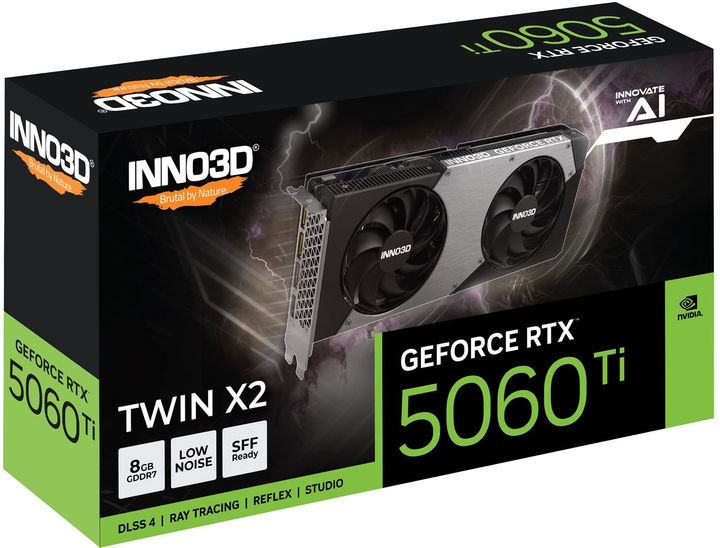 Karta graficzna INNO3D PCI-Ex GeForce RTX 5060 Ti TWIN X2 8GB GDDR7 (128bit) (2572/28000) (HDMI, 3 x DisplayPort) (N506T2-08D7-193075N) - obraz 3