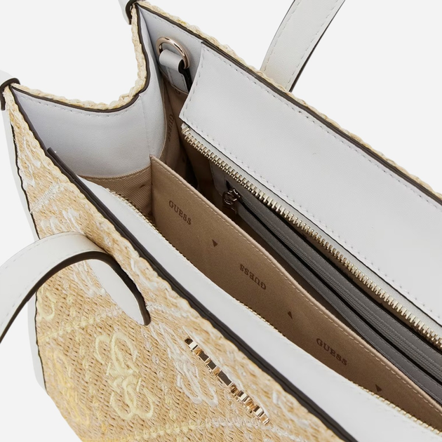Torebka shopper damska materiałowa Guess Silvana HWSW8665220-CIO Biała - obraz 3
