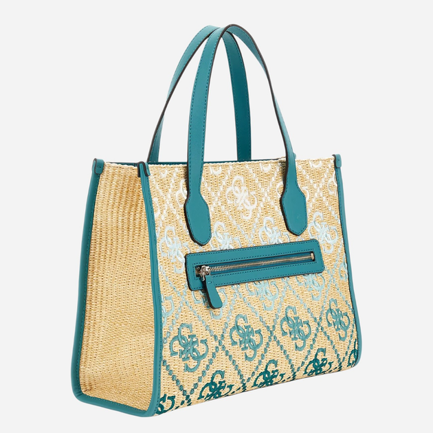 Torebka shopper damska materiałowa Guess Silvana HWSW8665220-TLG Niebieska - obraz 2