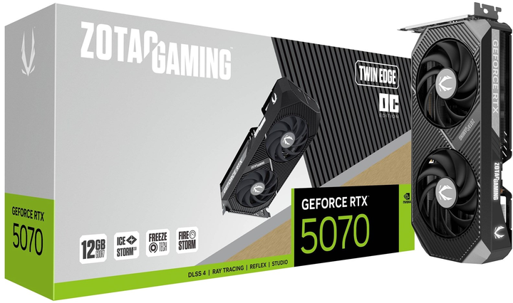 Відеокарта Zotac PCI-Ex GeForce RTX 5070 Twin Edge OC 12GB GDDR7 (192bit) (2542/28000) (HDMI, 3 x DisplayPort) (ZT-B50700H-10P) - зображення 7