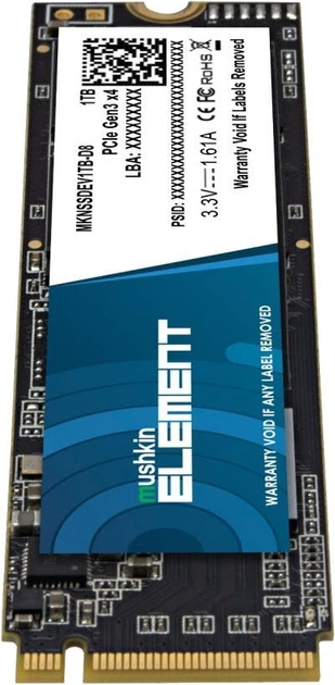 Dysk SSD Mushkin Element 1TB M.2 2280 NVMe PCIe 3.0 x4 3D NAND TLC (MKNSSDEV1TB-D8) - obraz 4