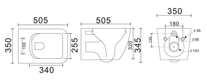 Унітаз підвісний Mixxus Premium QUADRO-0305-R GRAY 510x350x345mm система змиву RIMLESS (MP6656) - зображення 9