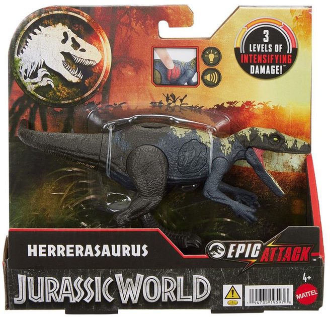 Фігурка Mattel Jurassic World: Епічна атака герреразавра HTP66 (194735195978) - зображення 1
