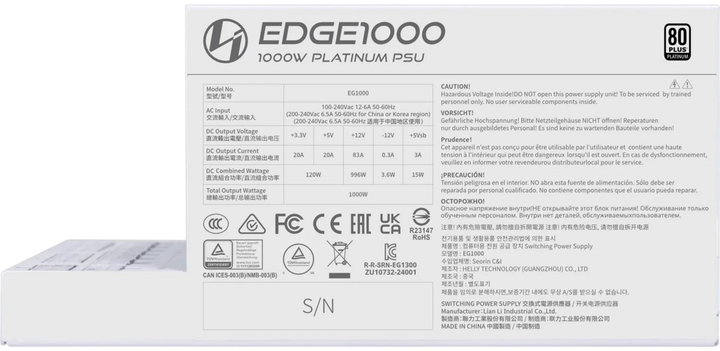 Zasilacz Lian Li EDGE EG1000 1000W 80 Plus Platinum White (EG1000 WHITE) - obraz 7