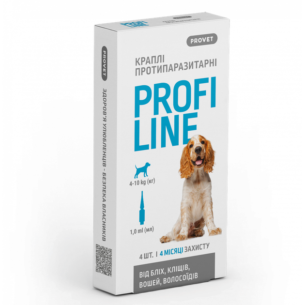 Капли PROVET PROFILINE для собак от 4 до 10 кг (4пипх1мл) от блох и клещей - Фото 1 Капли PROVET PROFILINE для собак от 4 до 10 кг (4пипх1мл) от блох и клещей - изображение 1