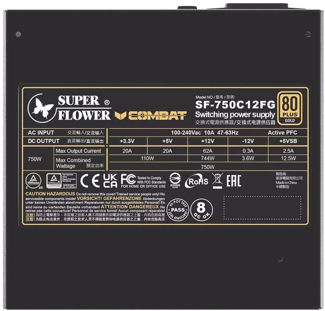 Zasilacz Super Flower Combat FG 750W Black (NESF-106) - obraz 4
