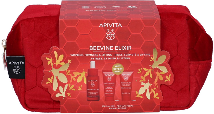 Zestaw do pielęgnacji twarzy Apivita Beevine Elixir Serum 30 ml + Krem do twarzy 15 ml + Krem na noc 15 ml + Kosmetyczka (ZES5201279102074) - obraz 2