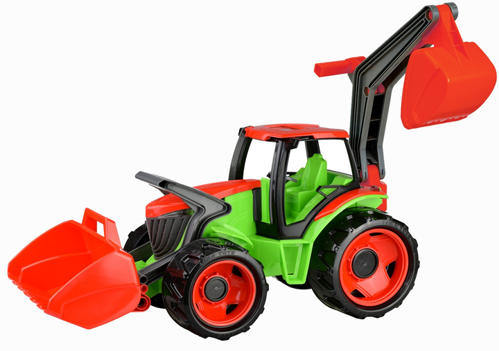 Duży traktor Lena z koparką i łopatą czerwony (02081) - obraz 1