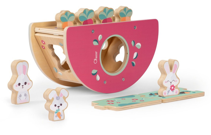 Іграшка Chicco My Wood Friends Дерев'яна гойдалка зайчиків з сортером фігур і фігурками (8058664177790) - зображення 2