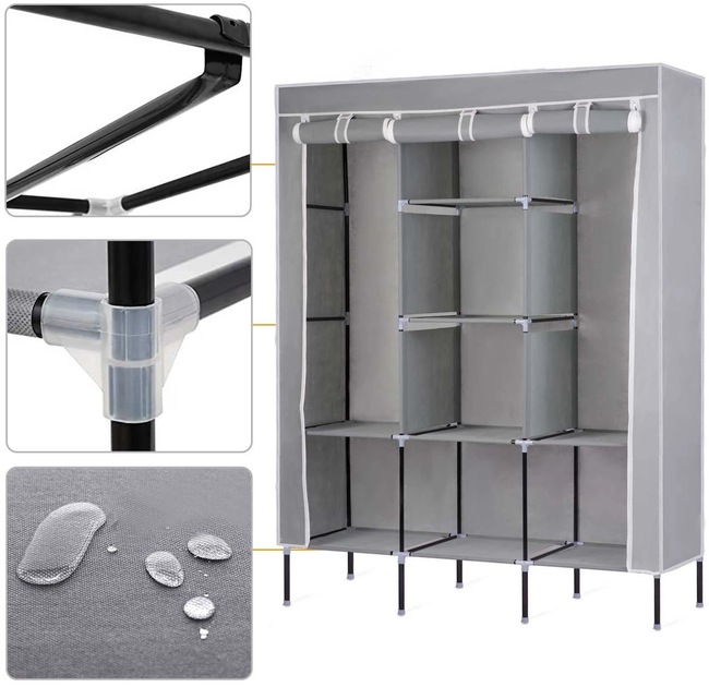 Szafa tekstylna Massido 45 x 130 x 175 cm szara (5908220477167) - obraz 3