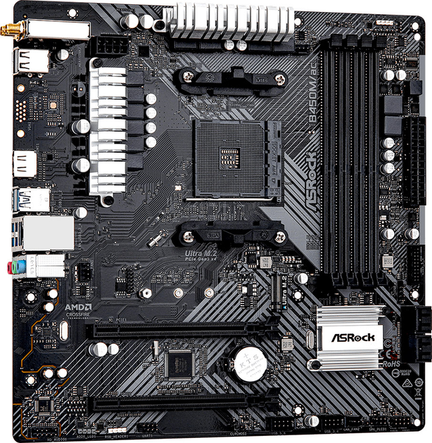 Płyta główna ASRock B450M/AC R2.0 (sAM4, AMD B450, PCI-Ex16) - obraz 2