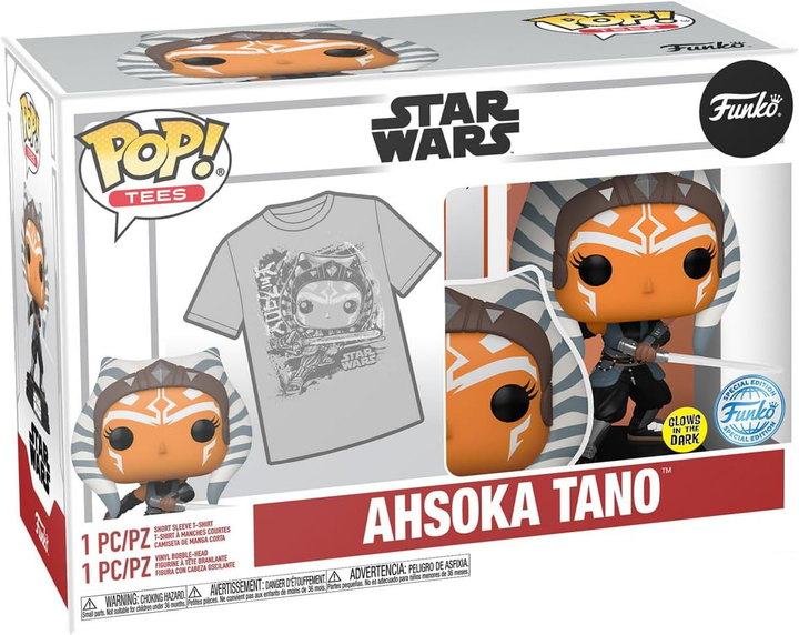 Zestaw Funko Pop! & Tee Disney Star Wars Figurka Bobble-Head Ahsoka Tano + Koszulka Rozmiar M 74500 (889698745000) - obraz 2