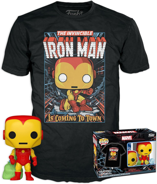 Zestaw Funko Pop! & Tee Marvel Figurka Holiday Iron Man + Koszulka Rozmiar XL 72839 (889698728393) - obraz 2