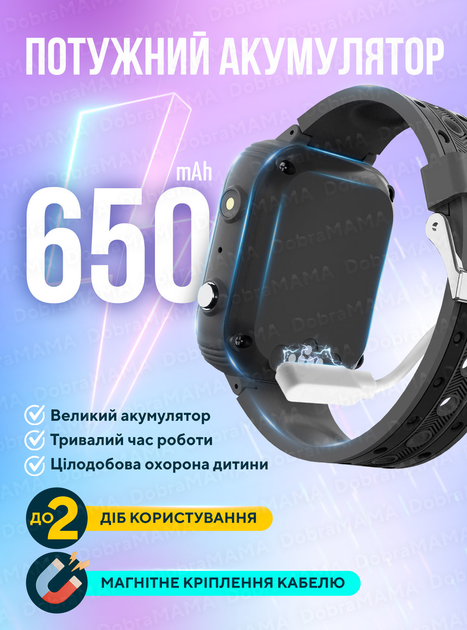 Детские смарт часы с сим картой gps умные часы для детей ребенка трекер детский на руку с камерой видеозвонком прослушкой фитнес браслет водонепроницаемый с защитным стеклом LT21 DobraMAMA Черный 67398 - изображение 5