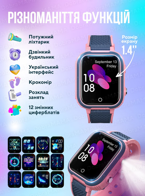 Детские смарт часы с сим картой gps умные часы для детей ребенка детский трекер на руку с камерой видеозвонком прослушкой фитнес браслет водонепроницаемый с защитным стеклом LT21 DobraMAMA Розовый 66001 - изображение 6