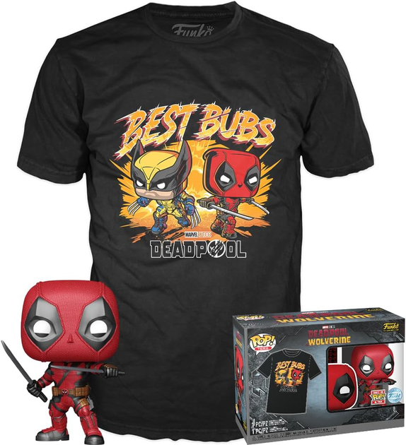 Набір Funko Pop! & Tee Deadpool & Wolverine Фігурка Bobble-Head Deadpool & Wolverine Best Bubs + футболка розмір XL 81735 (889698817356) - зображення 2