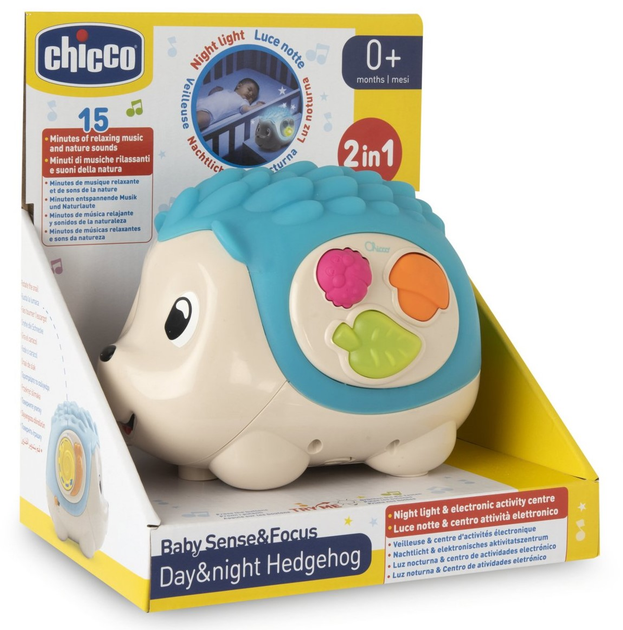 Zabawka interaktywna lampka nocna Chicco Baby Sense&Focus 2 w 1 Dzień&Noc Jeżyk (8058664165896) - obraz 2