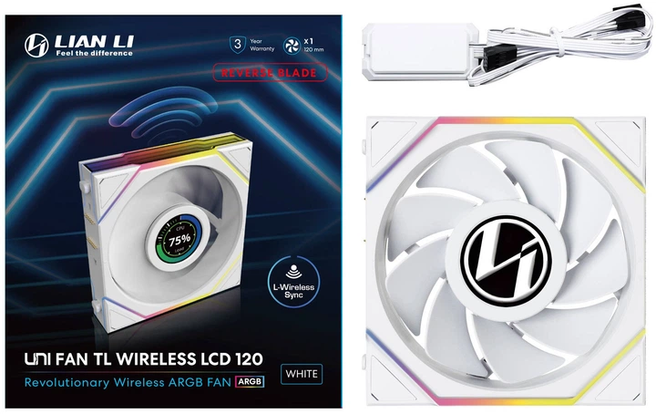 Wentylator Lian Li Uni Fan TL Wireless LCD 120 Reverse Blade White (LULI-116) - obraz 7
