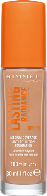 Podkład rozświetlający Rimmel Lasting Radiance Spf 25 103 True Ivory 30 ml (3614226493668) - obraz 1