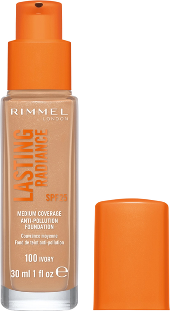Podkład rozświetlający Rimmel Lasting Radiance Spf 25 100 Ivory 30 ml (3614226493651) - obraz 2