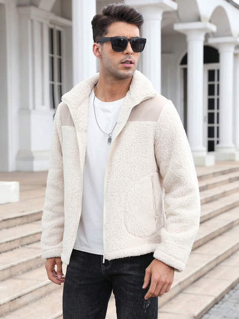 Куртка Шерпа демисезонная мужская SHEIN GD-00157767 XL Бежевая (DN3012300061878) - изображение 5