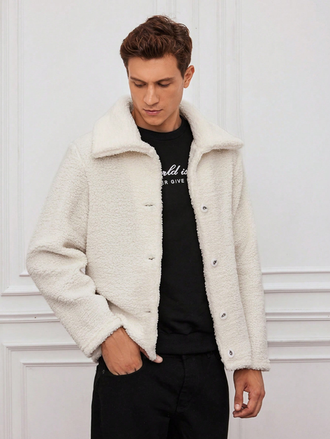 Куртка Шерпа демисезонная мужская SHEIN GD-00157779 S Белая (DN3012300059949) - изображение 4