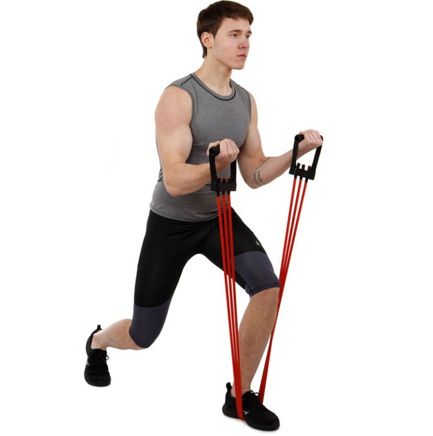 Еспандер трубчастий з ручками 2шт з фіксатором SP-Sport Resistance Band 8021-30-170 30LB (латекс, EVA, d-12мм, l-170см, длина гумі-150см, червоний) - зображення 14
