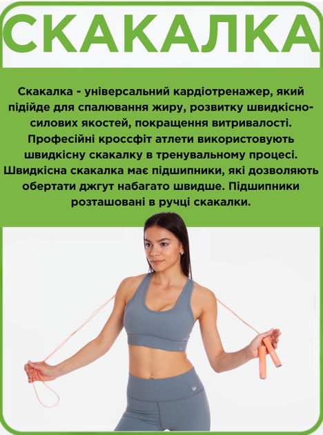 Скакалка швидкісна з підшипниками та PVC джгутом з силіконовими ручками PROESCE FI-1947 (l-2,85м d-5мм, помаранчевий) - изображение 2