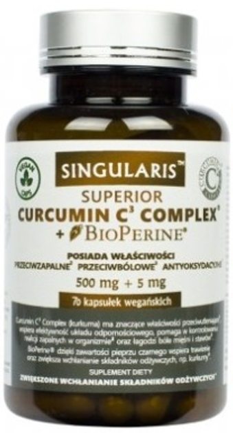 Suplement diety Singularis Superior Curcumin Complex + Bioperine 70 kapsułek (5903263262718) - obraz 1