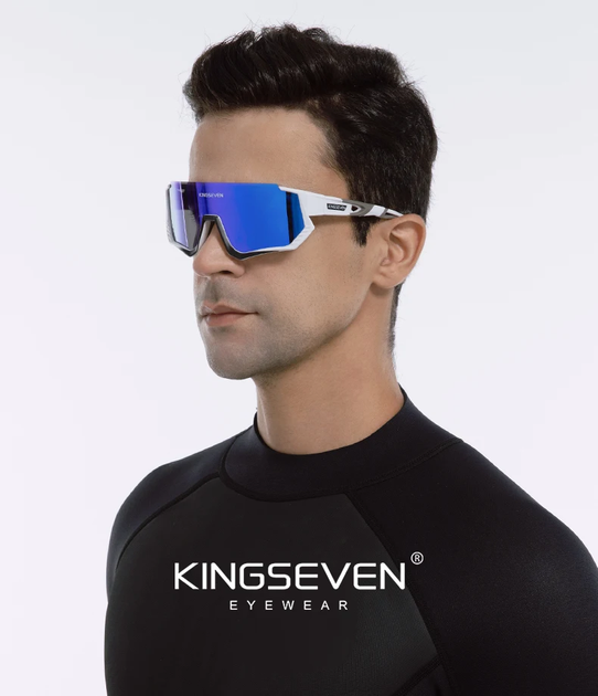 Солнцезащитные очки для горно-лыжного и велоспорта LS910 KINGSEVEN DESIGN Белый/Тёмно-Синий - изображение 4