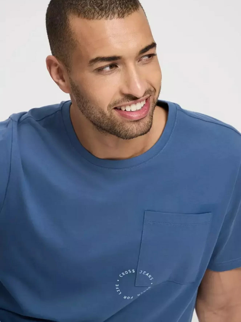 Футболка бавовняна довга чоловіча Cross Jeans 16055-005 L Синя (8697319727890) - зображення 4