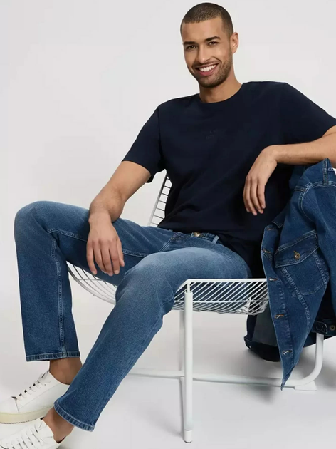 Футболка бавовняна довга чоловіча Cross Jeans 16056-001 M Темно-синя (8697319727982) - зображення 4