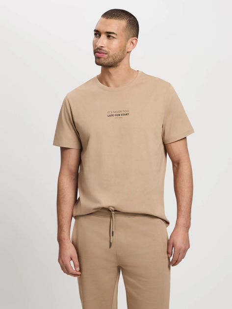 T-shirt męski bawełniany Cross Jeans 16056-383 S Beżowy (8697319727920) - obraz 1