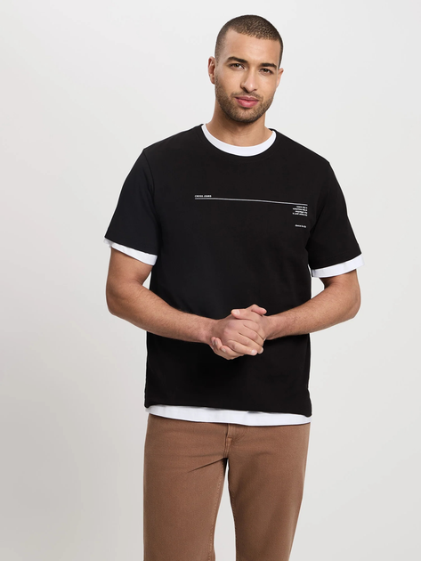 T-shirt męski bawełniany Cross Jeans 16060-020 M Czarny (8697319728385) - obraz 1