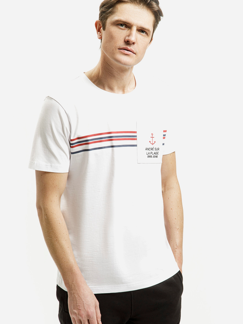 T-shirt męski bawełniany z nadrukiem Cross Jeans 16077-008 L Biały (8697319751154) - obraz 1