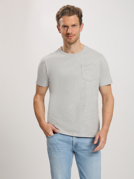 Футболка бавовняна довга чоловіча Cross Jeans 16107-004 M Світло-сіра (8697319729832) - зображення 1