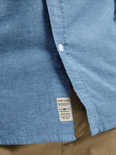 Сорочка бавовняна чоловіча Cross Jeans 35605-005 M Синя (8697319764895) - зображення 4