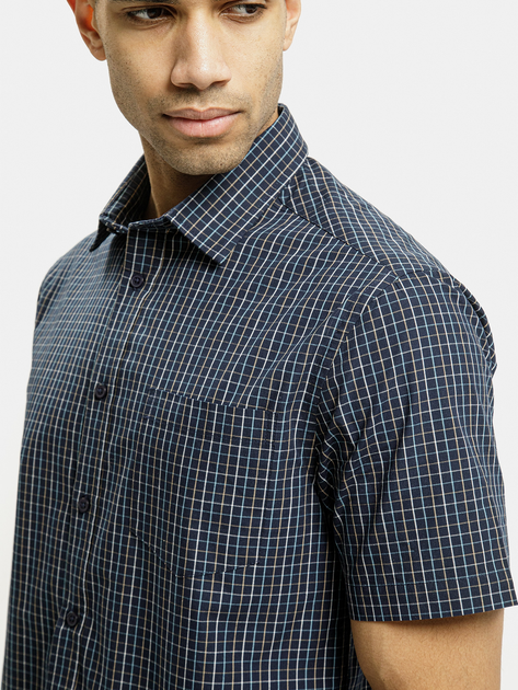 Koszula męska bawełniana z krótkim rękawem w kratę Cross Jeans 35610-001 L Granatowa (8697319765083) - obraz 4