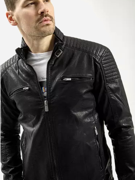 Kurtka skórzana męska Cross Jeans 40231-020 L Czarna (8697319051025) - obraz 4